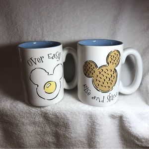 Disney Mickey breakfast food themed coffee tea mugs - set of 2